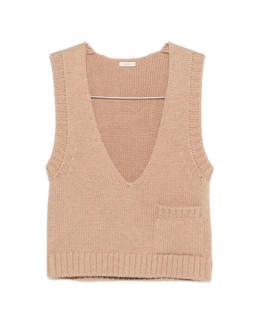 LAMRONS Natural V-Neck Ribbed-Knit Vest