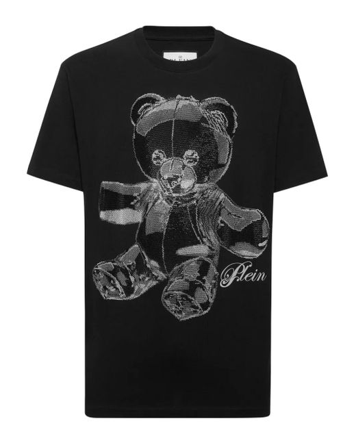 Philipp Plein Black Teddy Bear-Motif T-Shirt for men