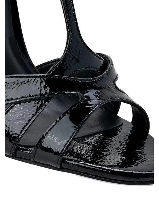 Carrano Black Patent-Effect T-Bar Sandals