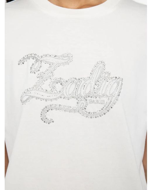 Camiseta con logo y detalles de cristal Zadig & Voltaire de color White