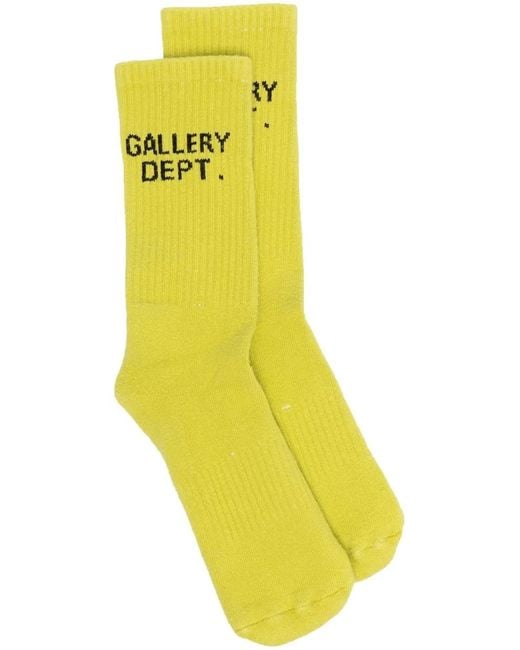 GALLERY DEPT. Yellow Side Logo-Print Detail Socks for men