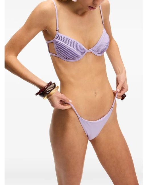 Selia Richwood Purple Amy Pleated Shirred Bikini