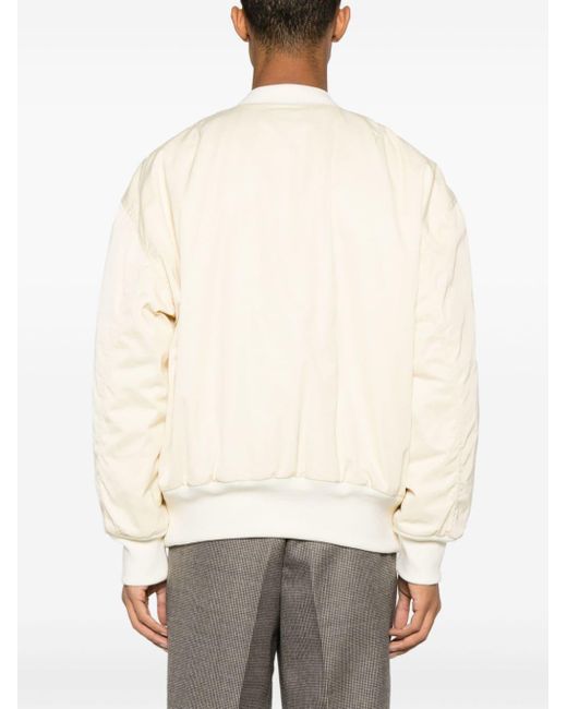 MM6 by Maison Martin Margiela Natural Neutral Logo-embroidered Bomber Jacket - Men's - Polyester/cotton/viscose/polyestercotton for men