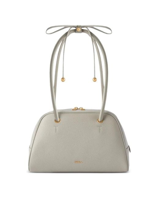Furla Gray Medium Dome Leather Tote Bag