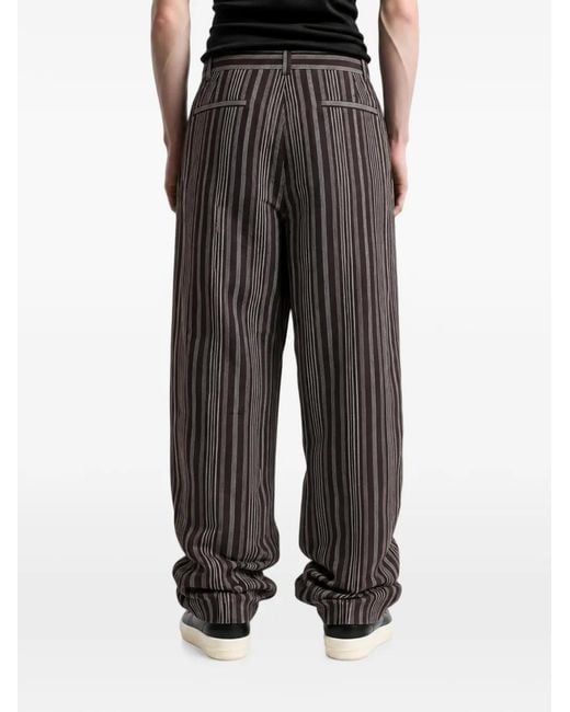 The Elder Statesman Gray Striped Straight-Leg Trousers