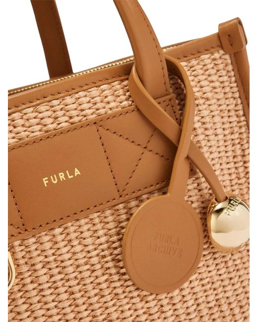 Furla Natural Petit Sac Cabas Divide It À Design Tressé