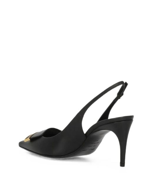 Sergio Rossi Black Sr Evolv Plaque-Detail Slingback Pumps