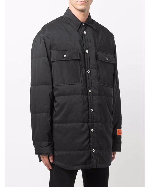 Heron Preston Black Logo-Patch Padded Jacket for men