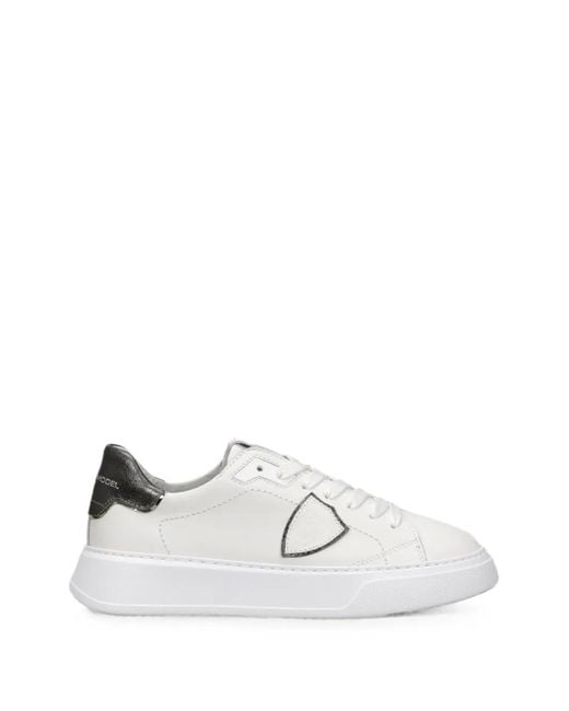 Philippe Model White Temple Low Leather Sneakers