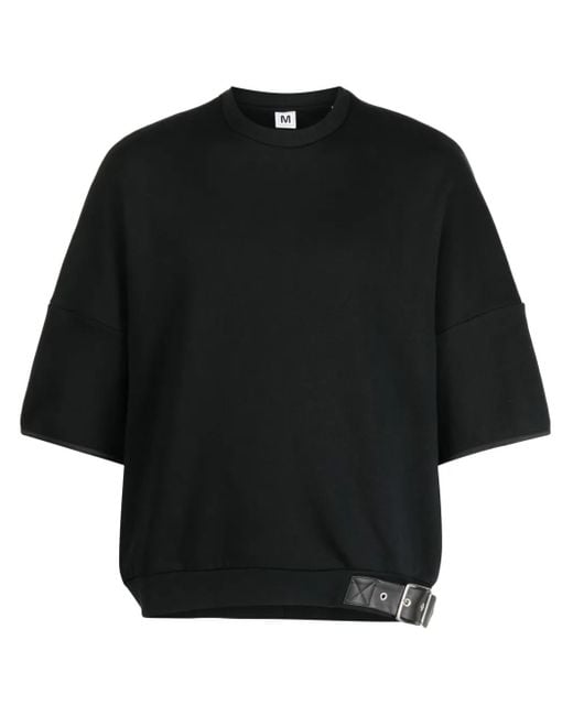 Random Identities Black Buckle-Detailed Cotton T-Shirt for men