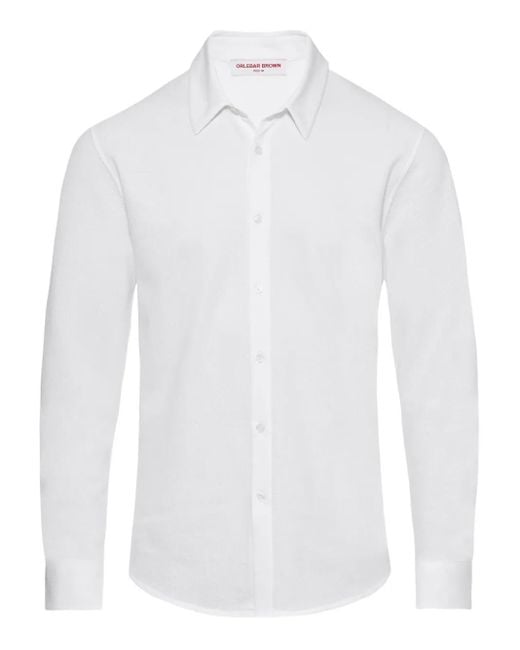 Orlebar Brown White Giles Piqué Cotton Shirt for men