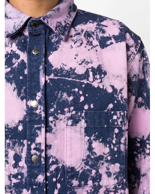 DARKPARK Purple Bleached-Effect Long-Sleeve Shirt for men