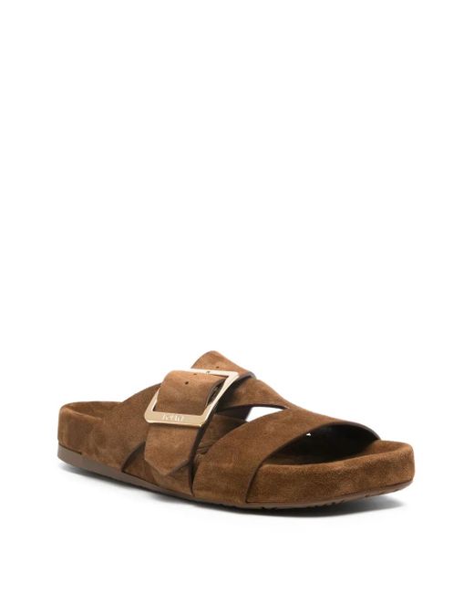 Loewe Brown Ease Buckle Suede Sandals