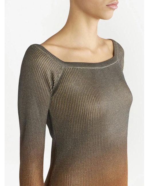 Etro Yellow Gradient-Effect Ribbed-Knit Dress