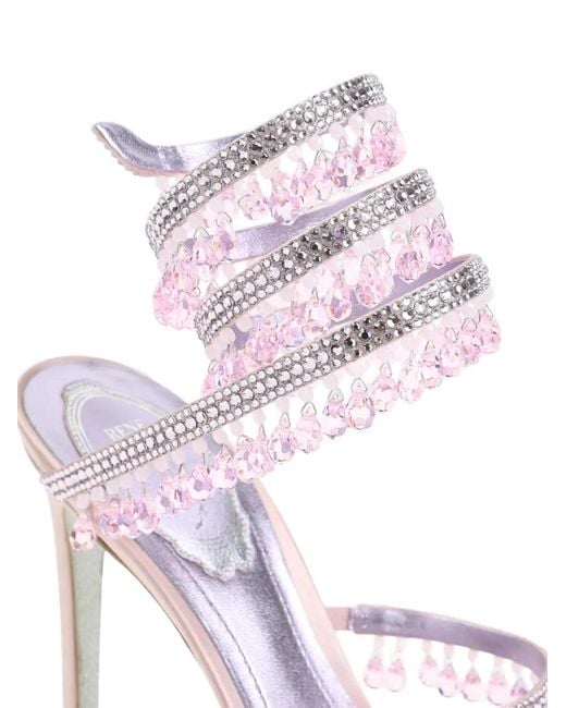 Rene Caovilla Pink Sandalen mit Perlenriemen