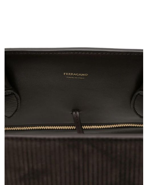 Ferragamo Black Tote Bag aus Cord