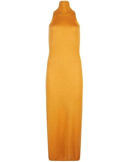 RTA Yellow Shira Midi Silk Dress