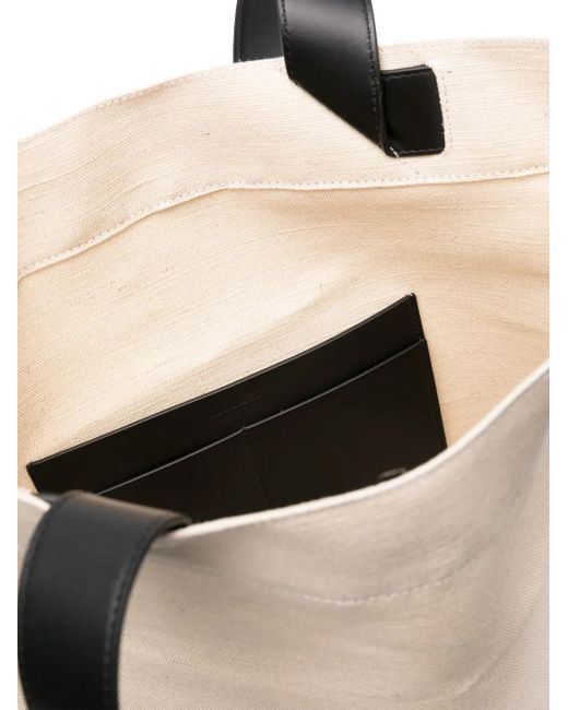Jil Sander Natural Flat Embroidered-Logo Tote Bag