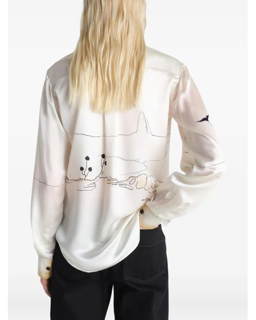 Lemaire White Pointed-Collar Landscape Shirt