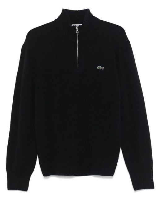 Lacoste Black Pullover Mezza Zip for men