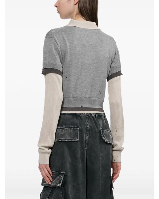 Maison Mihara Yasuhiro Gray Pullover Im Layering-Look