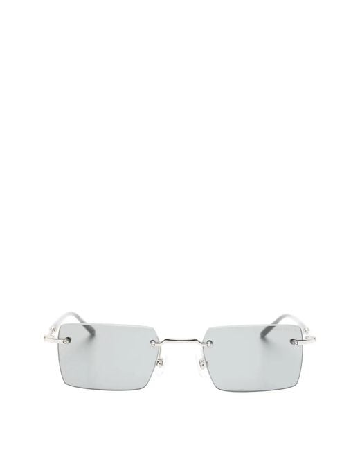 Montblanc White Rimless Rectangle-Frame Sunglasses