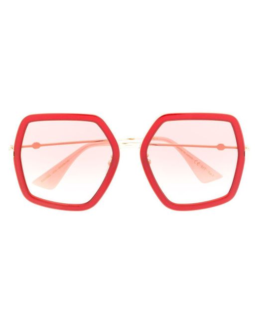 Gucci Red Sonnenbrille mit Oversized-Gestell