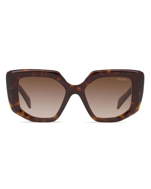 Prada Brown Tortoiseshell-Effect Square Sunglasses