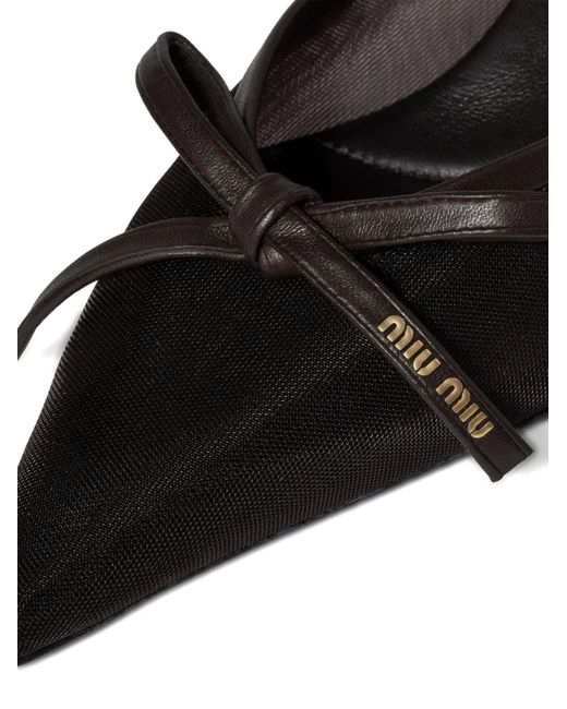 Miu Miu Mesh Fabric Heeled Mules in Black | Lyst