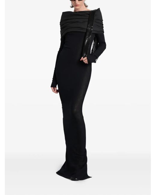 Entire studios Black Draped-Shoulder Maxi Dress