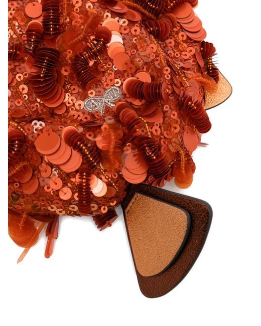 Anya Hindmarch Red Sequin-Embellished Crystal-Detail Crossbody Bag