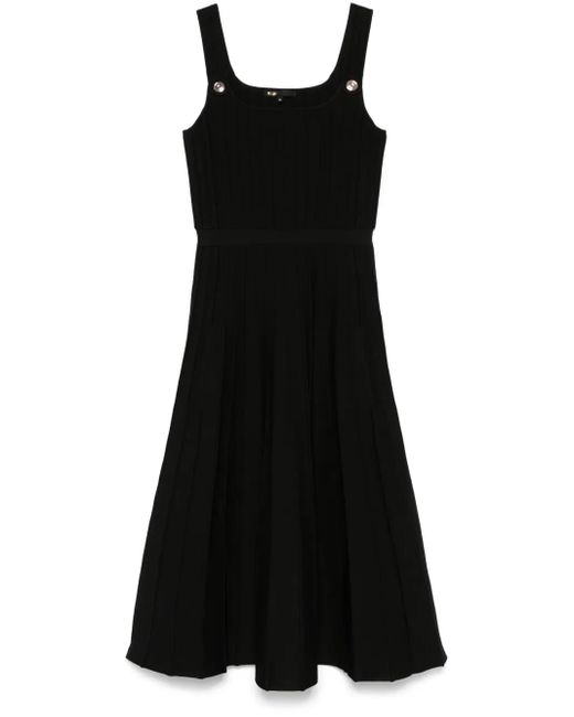 Maje Black Geripptes Midikleid