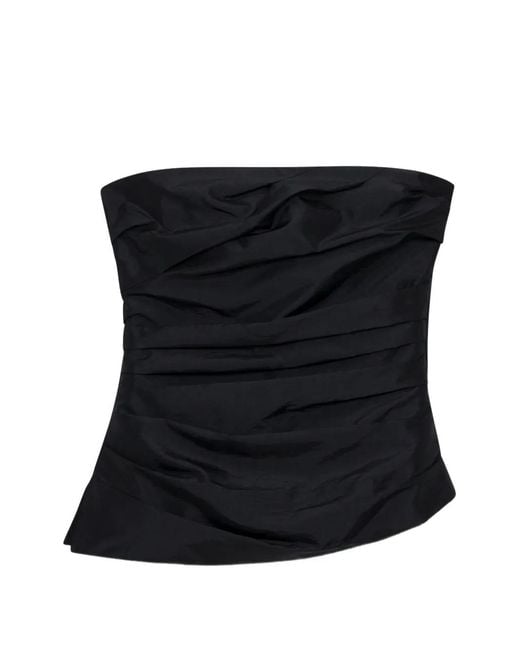 Jonathan Simkhai Black Emerson Ruched Bustier Top