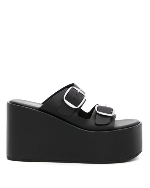 Coperni Black 100mm Leather Wedge Sandals