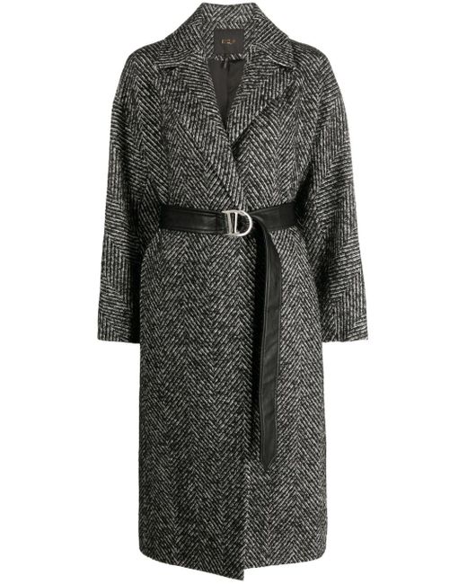 Maje Gray Herringbone Wool-blend Coat