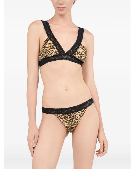 Roberto Cavalli Natural Leopard Print Lace Swimwear