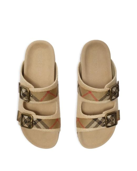Burberry Natural Raffia-Effect Urchin Sandals