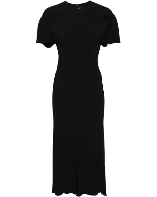Gathered-detail crepe maxi dress Victoria Beckham de color Black