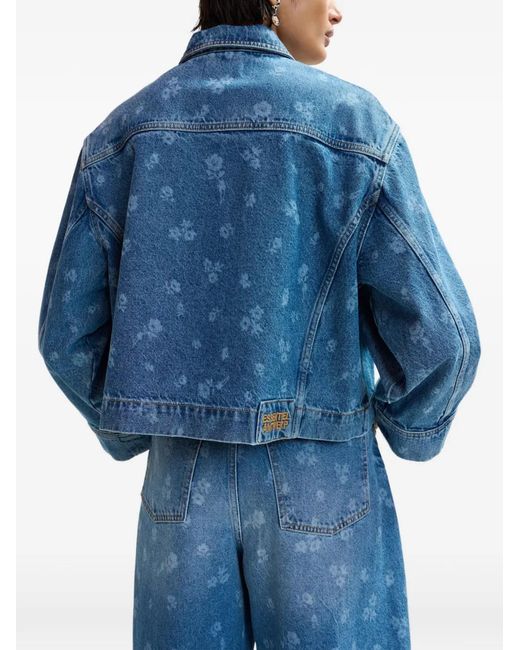 Essentiel Antwerp Blue Floral-Print Denim Jacket
