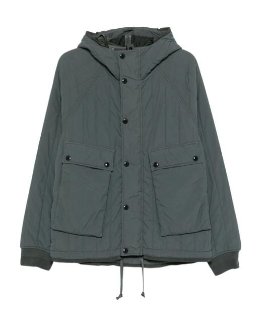 メンズ C P Company キルティング フーデッドジャケット Green