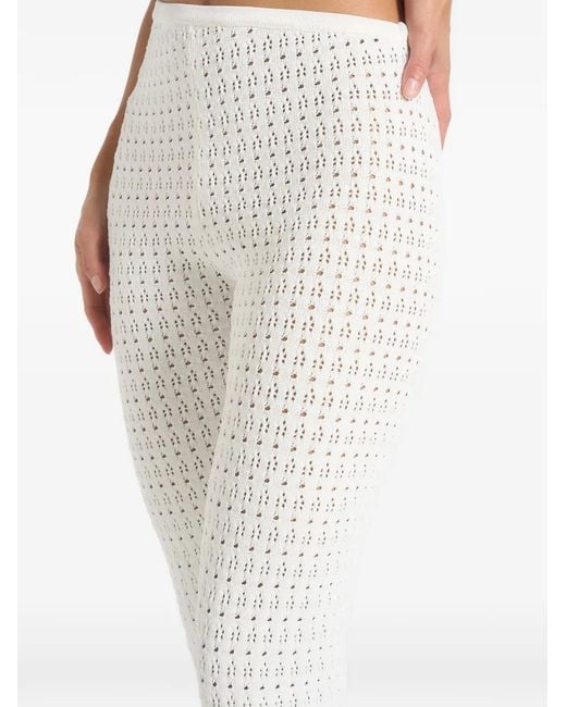 Manière De Voir White Aimee Pointelle Asymmetric Capri Leggings