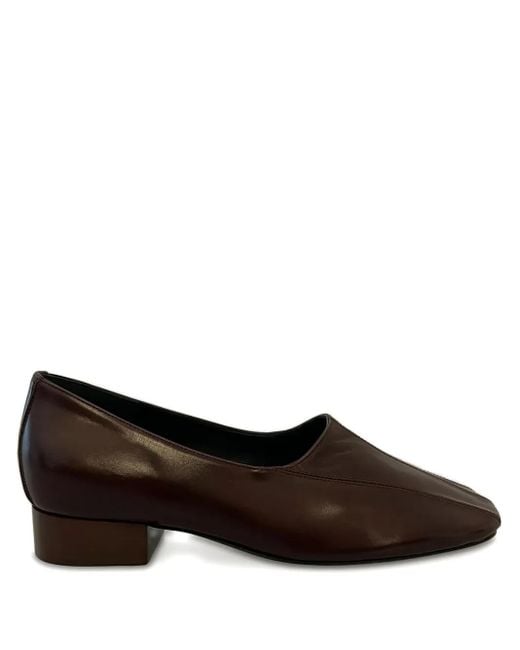 Phoebe Philo Brown Club Square-Toe Block-Heel Loafers