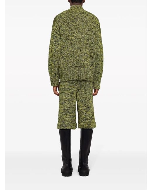 Jil Sander Green Roll-Neck Speckle Wool Jumper for men