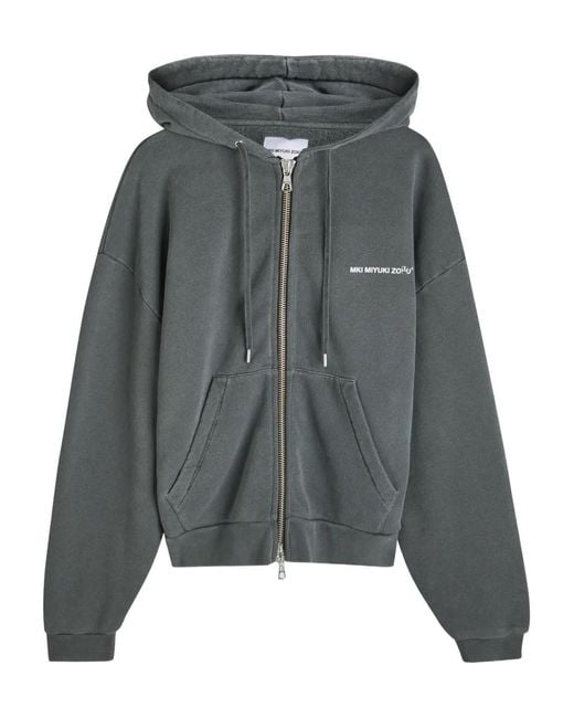 MKI Miyuki-Zoku Gray Zip-Up Hooded Hoodie for men