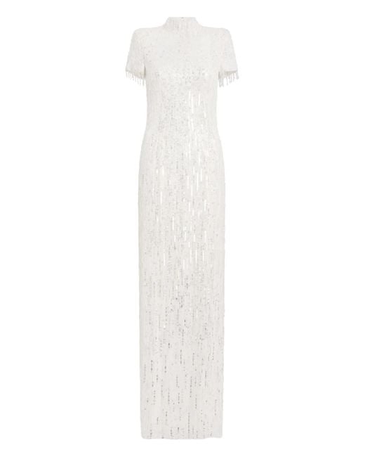 Jenny Packham White Madeleine Sequin Beaded Dress