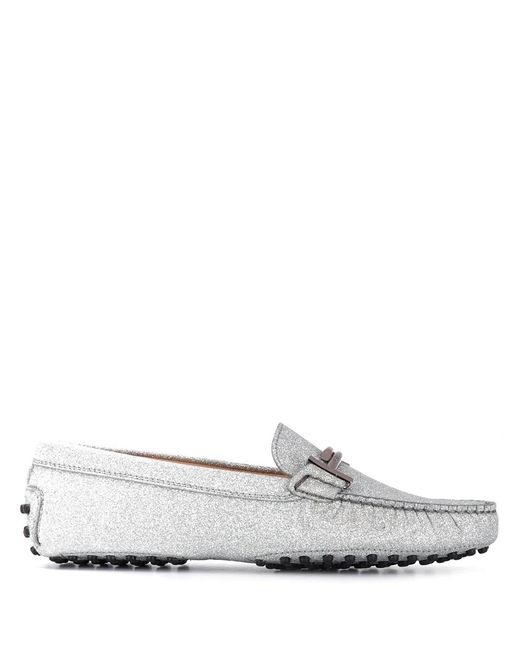 Tod's White Gommino Double T Loafers
