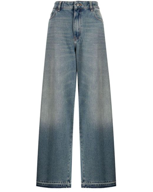Ports 1961 Blue Mid-rise Wide-leg Jeans