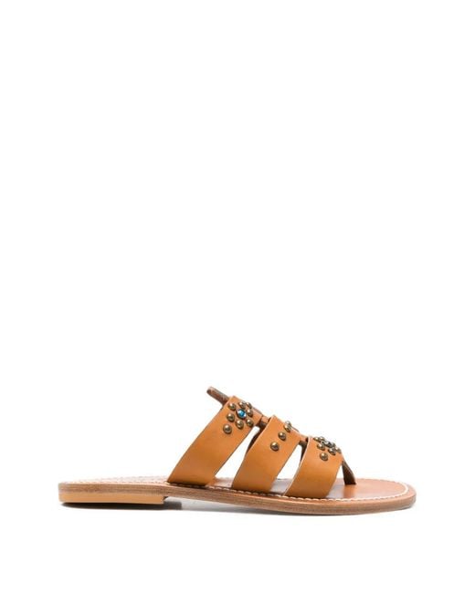 K. Jacques Brown Studded Caged Sandals