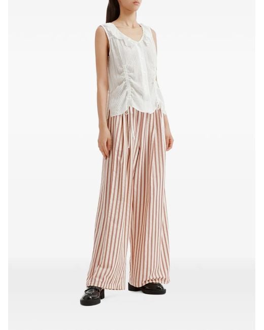 B+ AB White Ruffled Drawstring-Waist Top