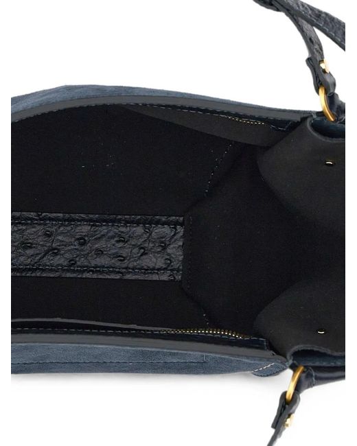 Gianni Chiarini Blue Bloom Suede Shoulder Bag